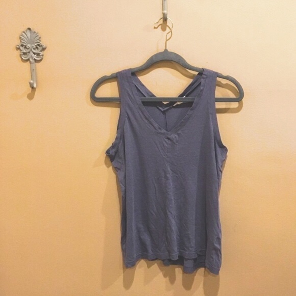 Caslon Soft Muted Medium Blue V-Neck Tank